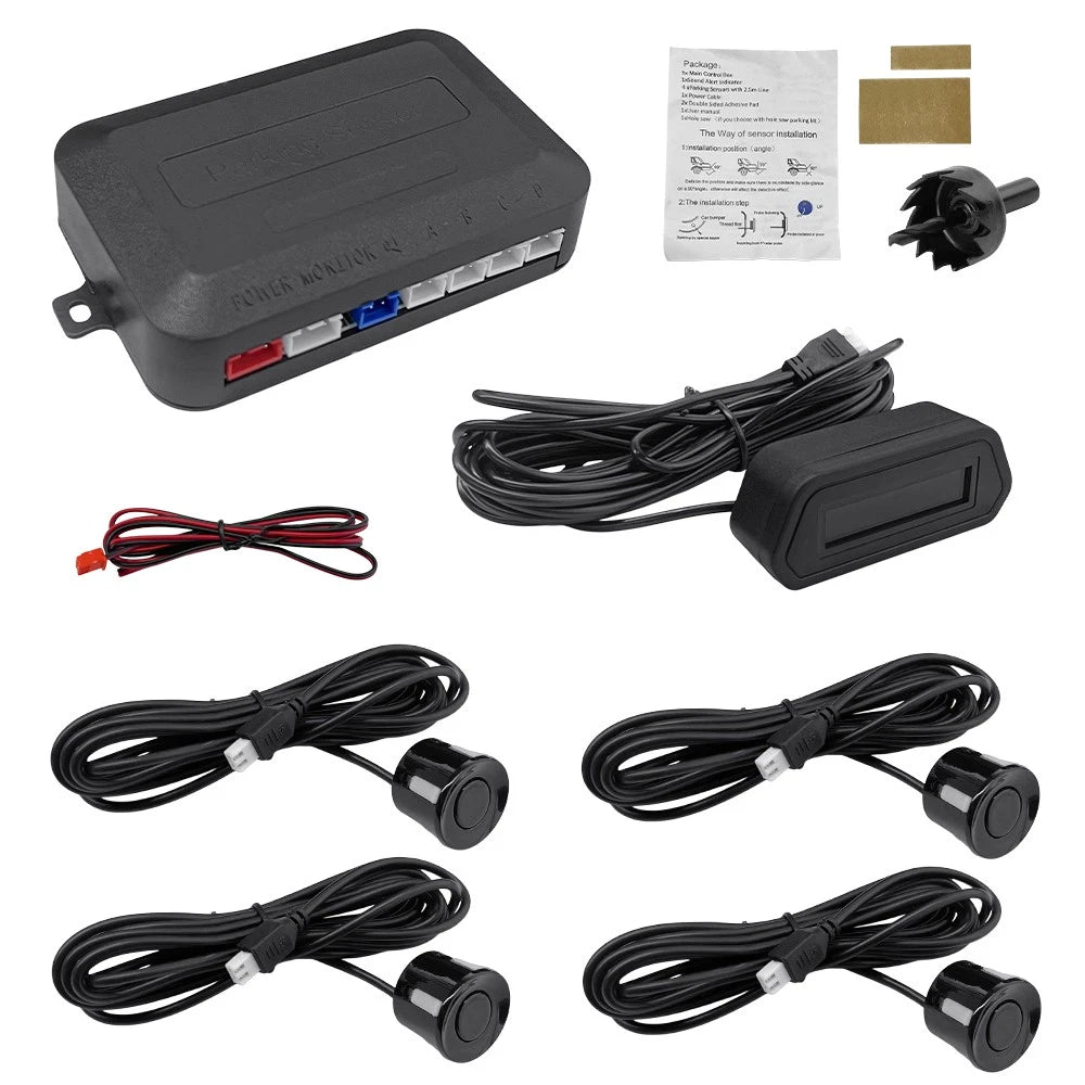 4 Sensor Car Parking Reversing Alarm System Front Rear Buzzer Reverse Sensor Kit