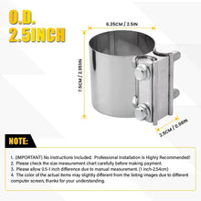 Load image into Gallery viewer, EXHAUST CLAMP STAINLESS BUTT JOINT 2PACK BAND CLAMP EXHAUST SLEEVE 2.5 INCH