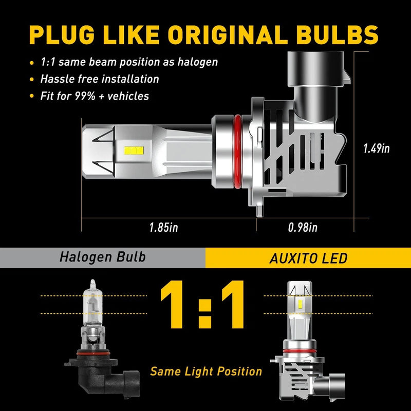 9005 HB3 H8 H9 H11 LED Headlight Bulbs 60W 15000LM 6500K CANbus 4-Pack