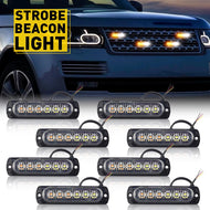 Amber/White LED Emergency Strobe Light Kit 12-24V IP67 (Set of 8)