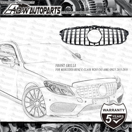 Black Front Grille For Mercedes Benz C-Class W205 C43 AMG 2015-2018 Brand New