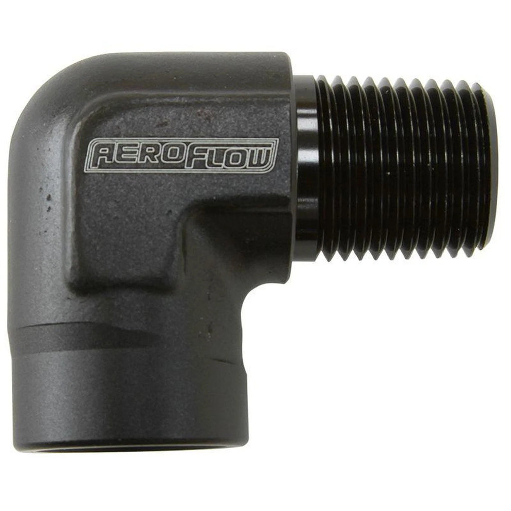 Aeroflow AF914-06BLK 90Deg Female - Male Elbow 3/8 Npt Black