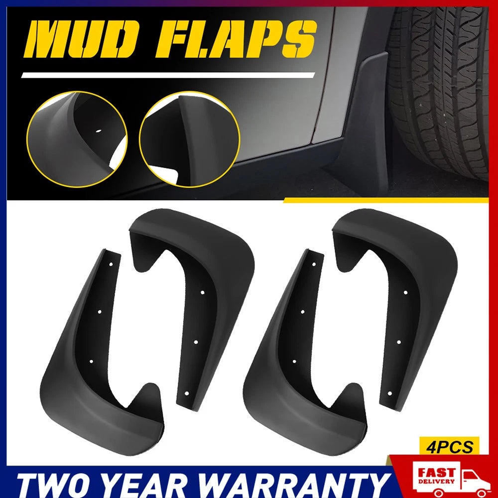 Set of four black universal PVC mud flaps splash guards for car front and rear