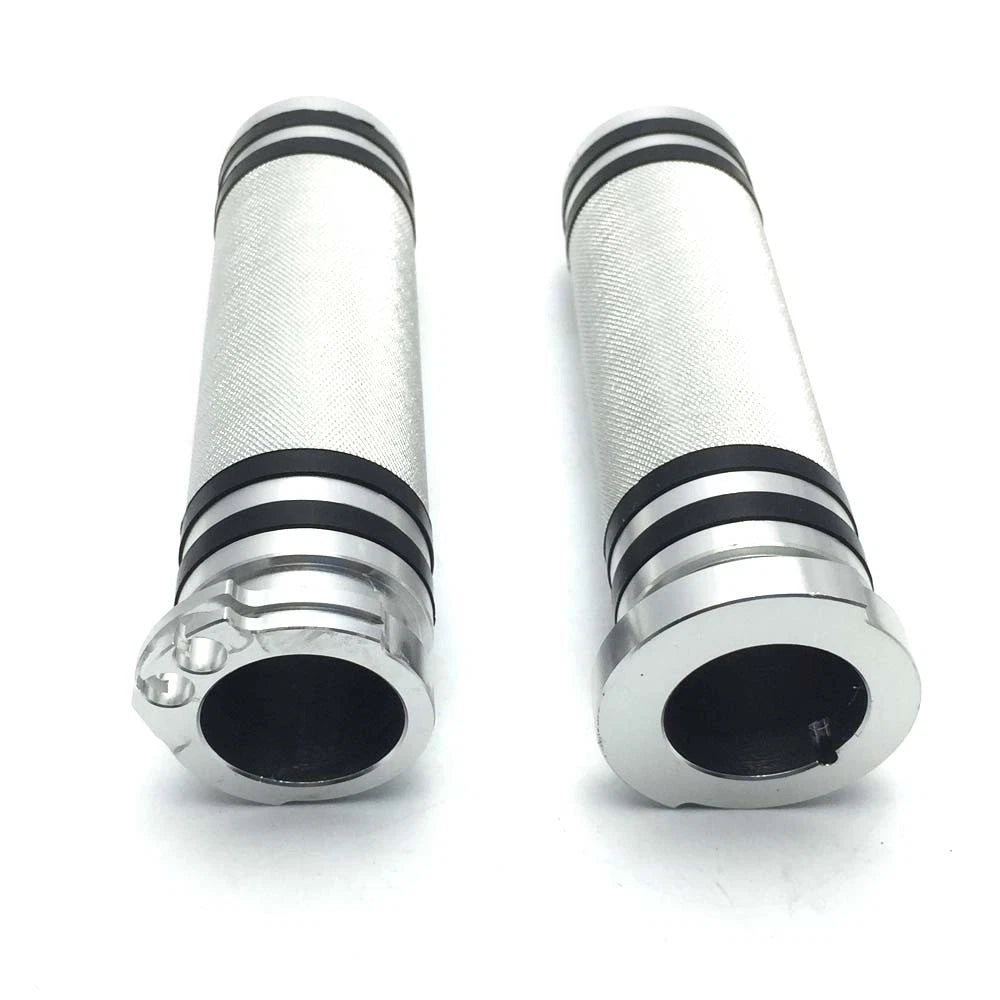 Pair 1" Motorcycle Handlebar Hand Grips Chrome Aluminum for Harley Sportster ST