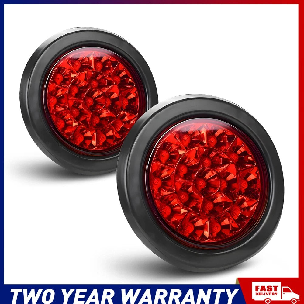 2PCS LEDs ROUND TRAILER TAIL LIGHT KIT 2x PLUG CARAVAN BOAT UTE Waterproof RED