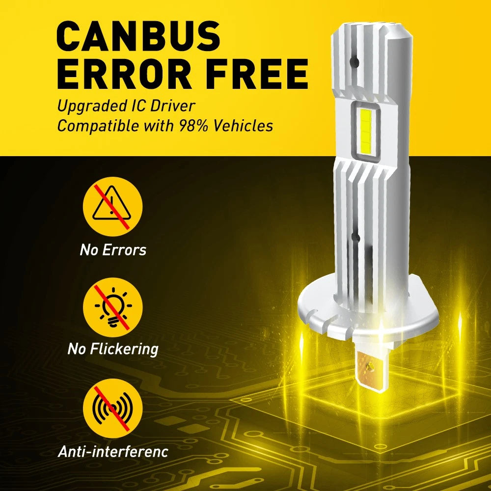 2PCS H7 H1 H4 H3 LED Headlight Globes Bulb Kit High/Low Beam 20000LM 6500K White