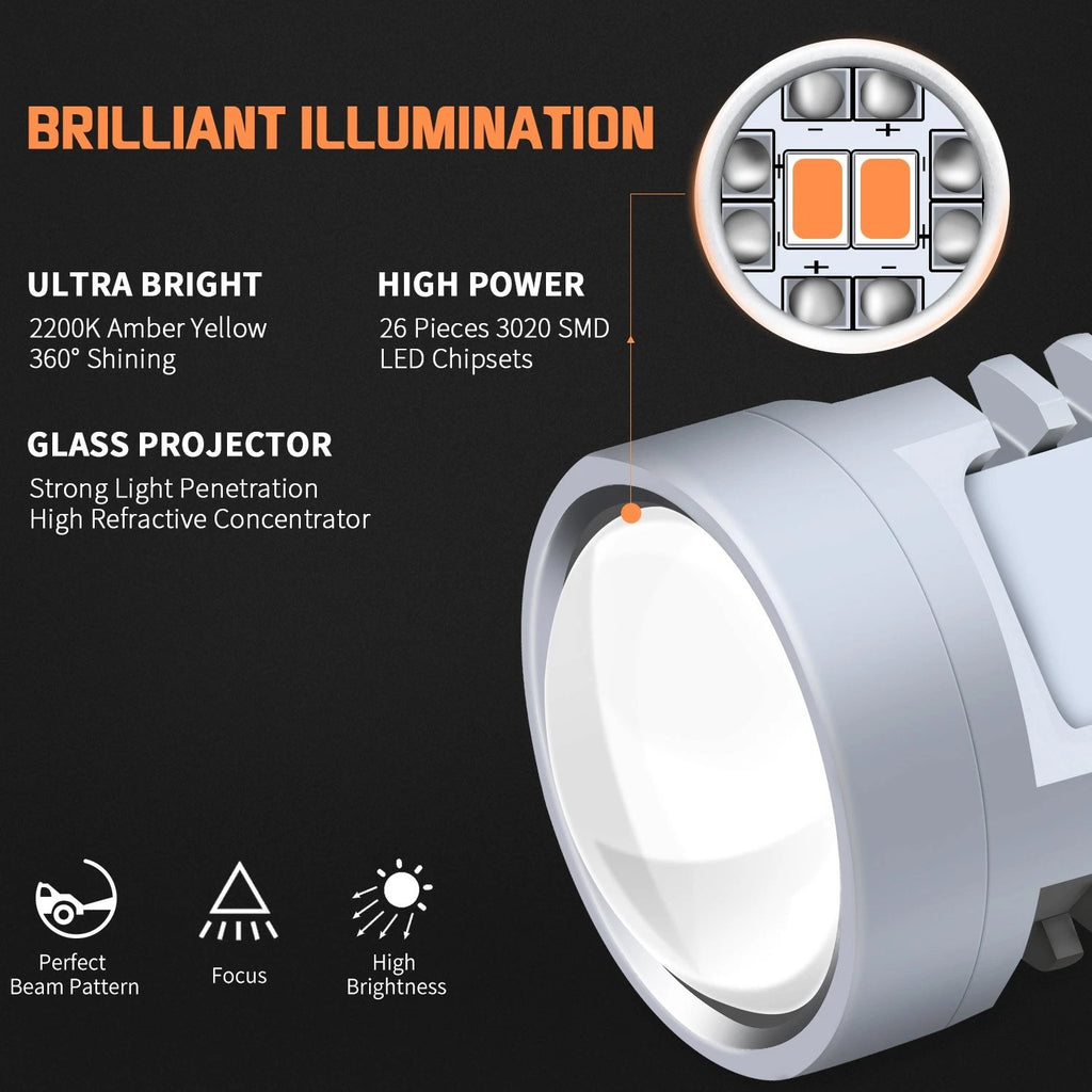 2X AUXITO LED PY21W BAU15s BRIGHT Bulbs Globe AMBER for Turn Indicator Signal