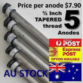 BRAND NEW 5 X HOT WATER ANODES **TAPERED THREAD TO SUIT MOST SUBURBAN SW6DEA**