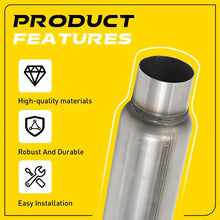 Load image into Gallery viewer, 3 inch Exhaust Hotdog Pipe Muffler Silencer Resonator Stainless Steel 12" Long