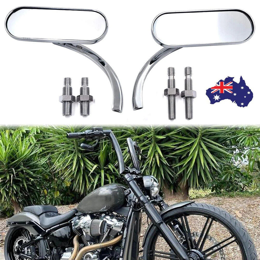 2x Chrome Motorcycle Mini Oval Rearview Mirror For Harley Sportster Dyna Softail