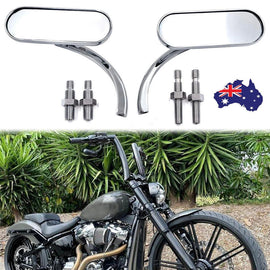 2x Chrome Motorcycle Mini Oval Rearview Mirror For Harley Sportster Dyna Softail