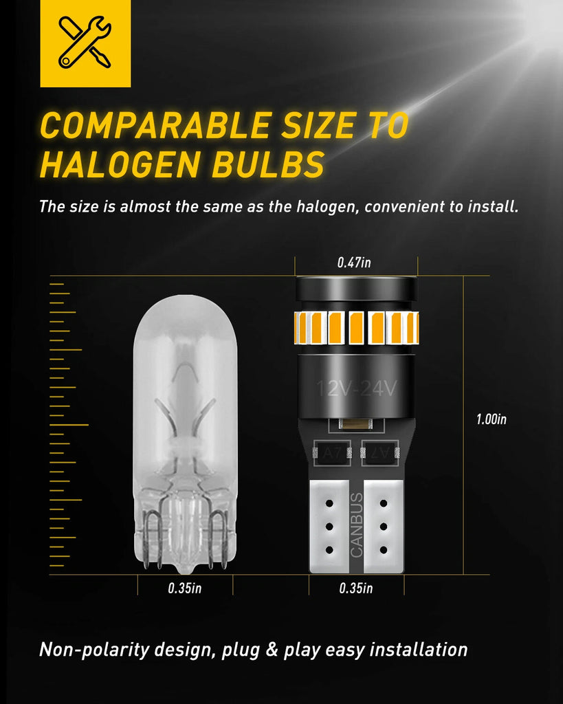 2/4/10x T10 W5W LED 24-SMD White Car Interior Light Parker Bulb Wedge Globe 24V