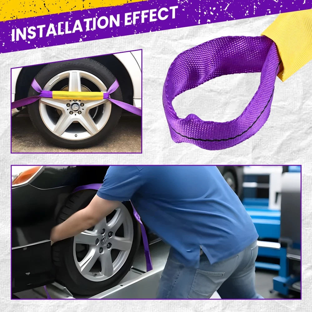 4x Wheel Tyre Link Strap Truck Trailer Car Carrying Tie Down Recovery Ratchet