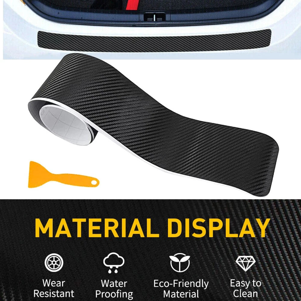 Universal 90cm carbon fiber rear bumper trunk sill protector guard strip
