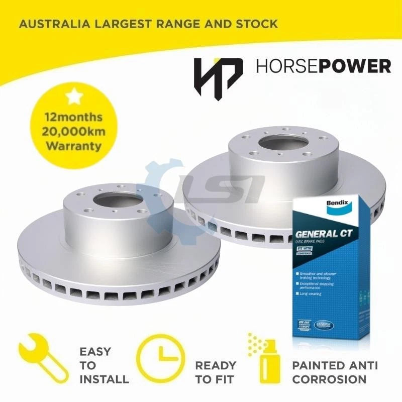 Front Bendix Brake Pads and Disc Rotors for Holden COMMODORE VX VY VZ VT SV6 SV8