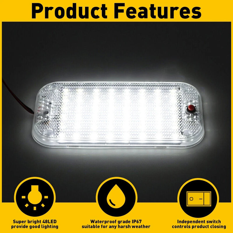 6x 48 LED 10W Interior Roof Dome Lights 12–24V for Car UTE Caravan Truck