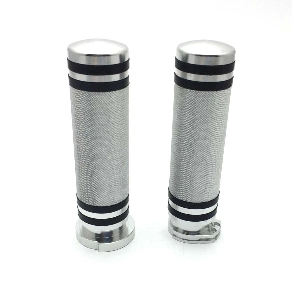 Pair 1" Motorcycle Handlebar Hand Grips Chrome Aluminum for Harley Sportster ST