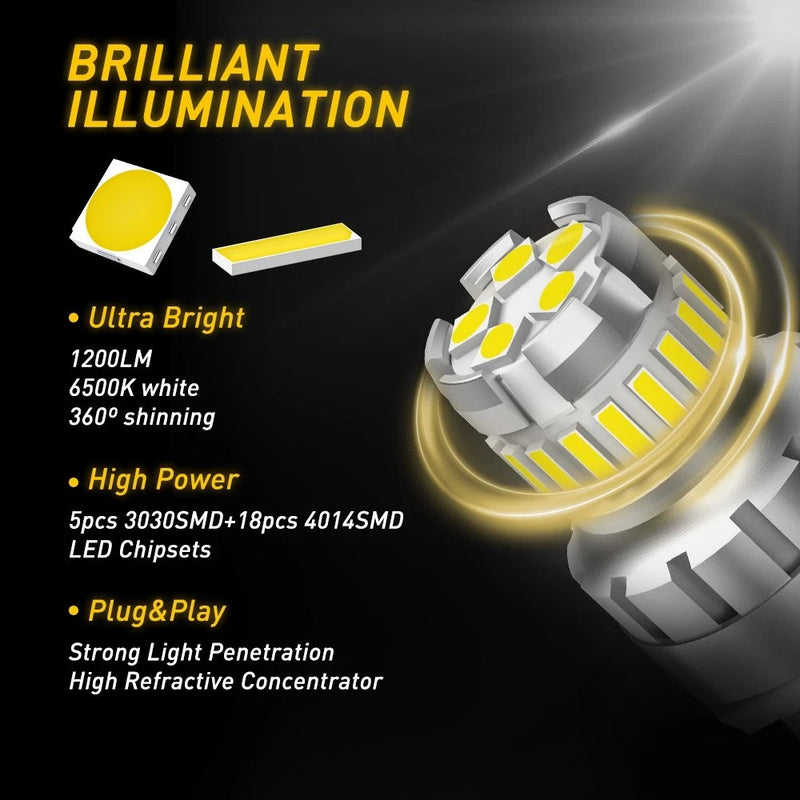 2x T20 7440 7443 LED Stop Tail Brake Light Bulbs 6000K White CANBUS