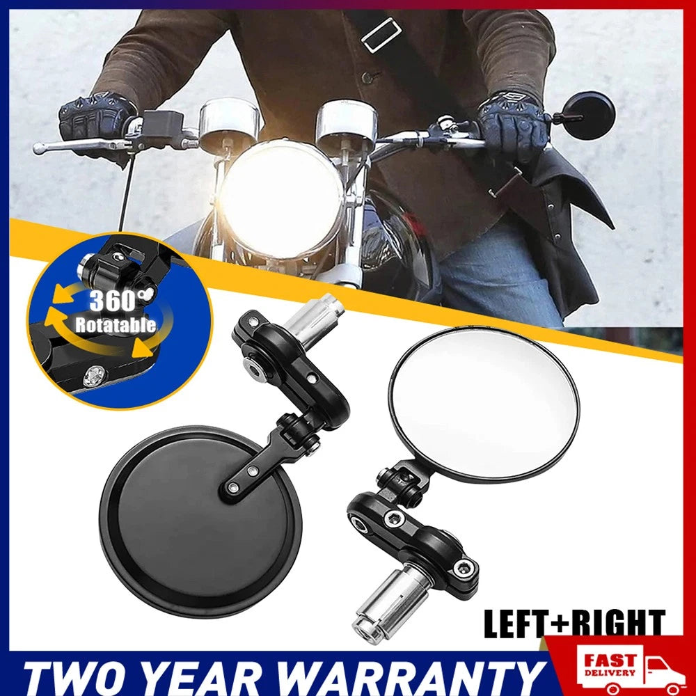 2X 7/8" Folding Bar End Motorcycle Side Mirrors For Street bikes Sports bikes