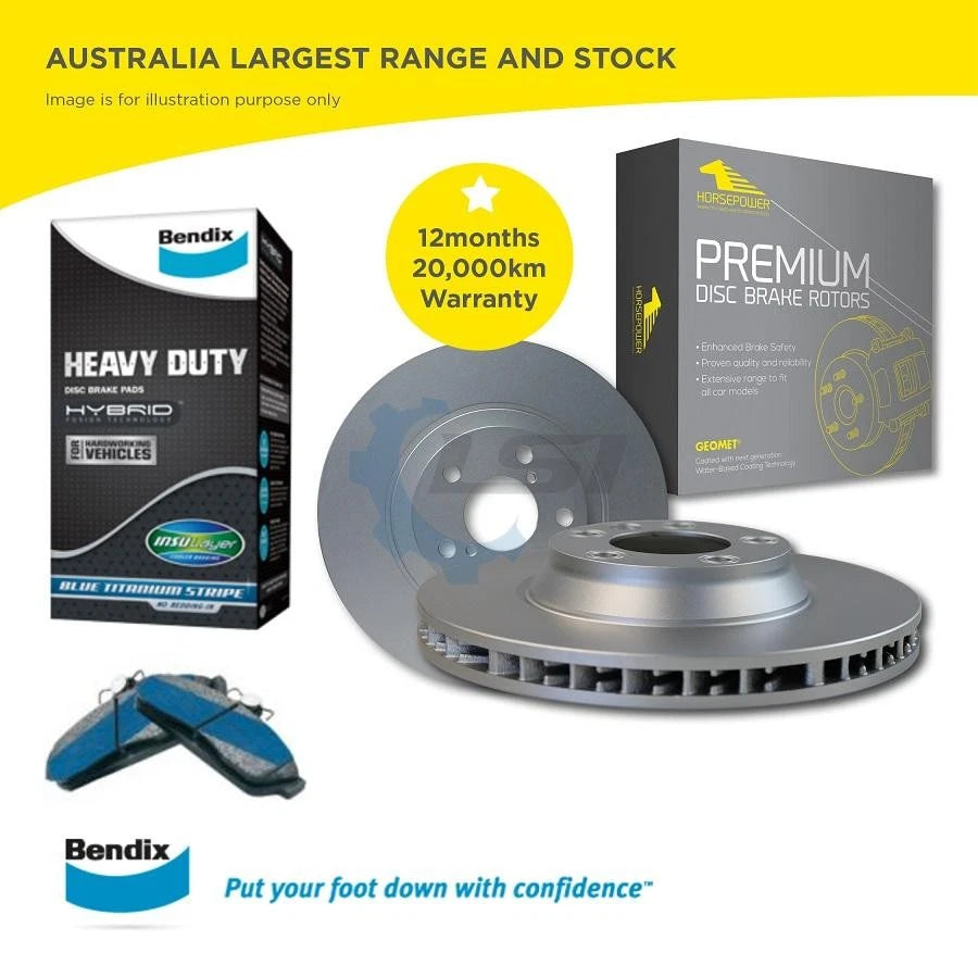 Rear disc rotors and Bendix brake pads kit for Toyota Hiace GDH300 2.8L 2019-2022