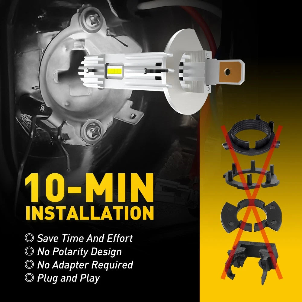 AUXITO 2x H4 H7 H3 LED Headlight Globes Kit Hi/Low Beam Brighter White Plug&Play