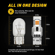 Load image into Gallery viewer, 2x AUXITO T20 7440 WY21W W21W 24SMD AMBER ORANGE LED INDICATOR SIGNAL LIGHT BULB