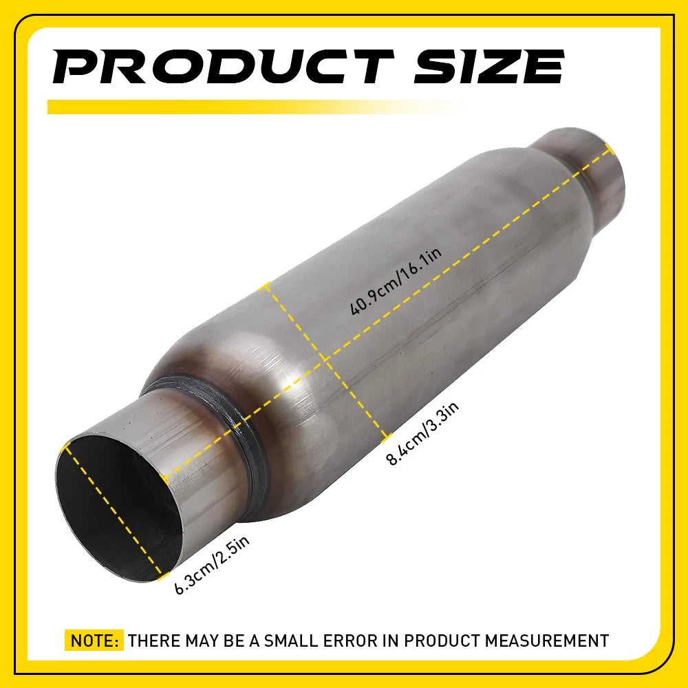 12" Long 2.5" OD Exhaust Hotdog Resonator Muffler Steel Glass Pack High Flow