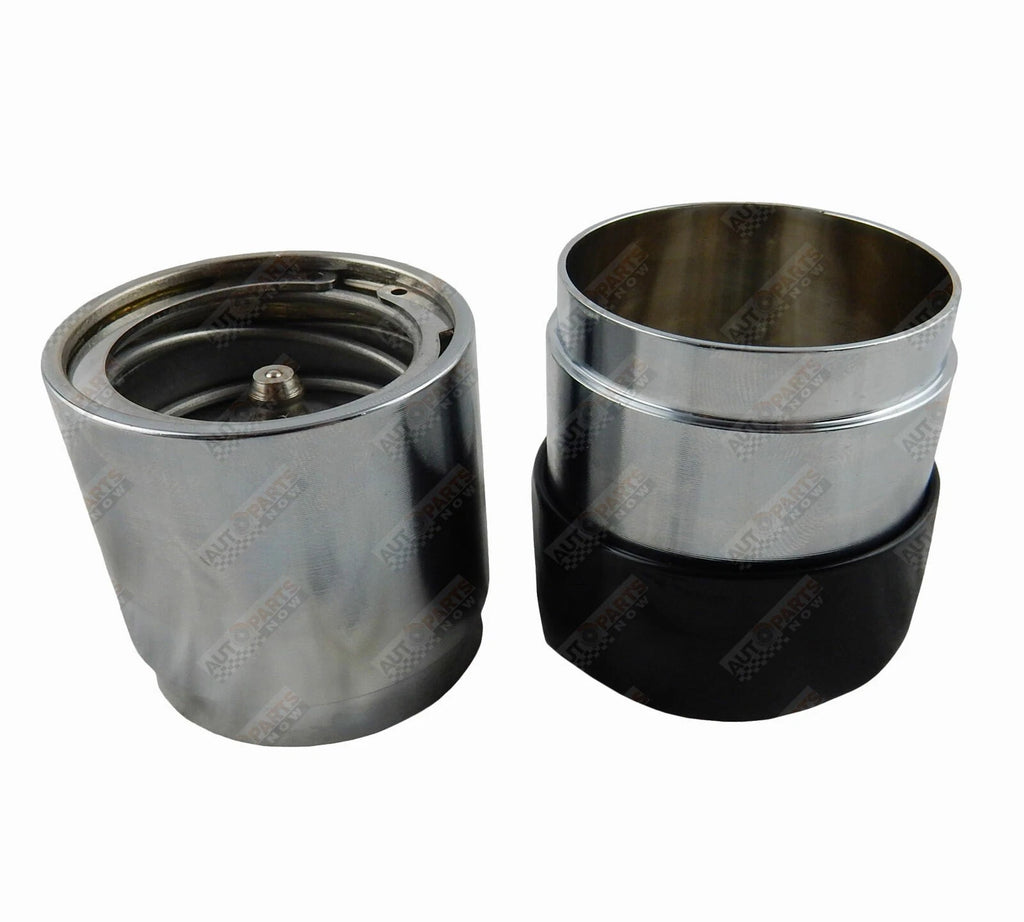 Pair of 45mm trailer hub bearing protectors with black dust caps for 1-3/4 in hubs