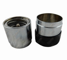 Load image into Gallery viewer, Pair of 45mm trailer hub bearing protectors with black dust caps for 1-3/4 in hubs