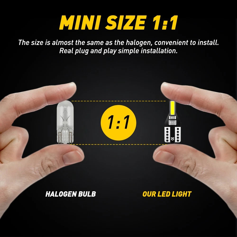 10x AUXITO T10 W5W LED Wedge Interior Plate Number Light 6000K Globe Error Free