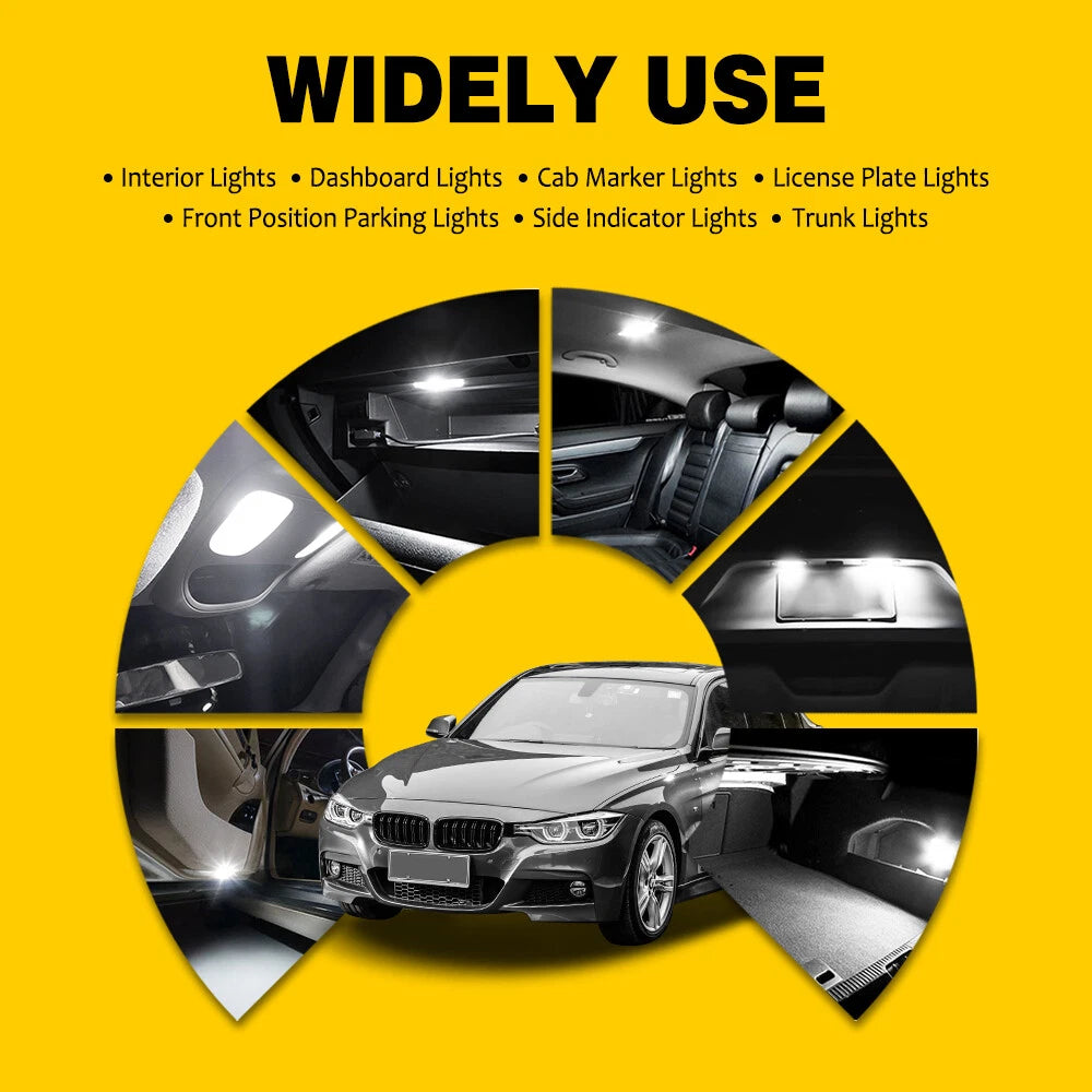 2/4/10Pcs T10 LED W2W 18SMD Car Wedge Tail Parking Plate Light Bulb 12V WHITE