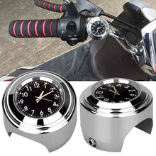 Load image into Gallery viewer, Motorcycle Bike Chrome Waterproof Dial Handlebar Clock Glow Watch For 7/8" to 1"