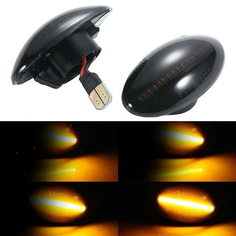 Dynamic LED Smoke Side Marker Indicator Signal Lamp For Mini Cooper R50 R52 R53