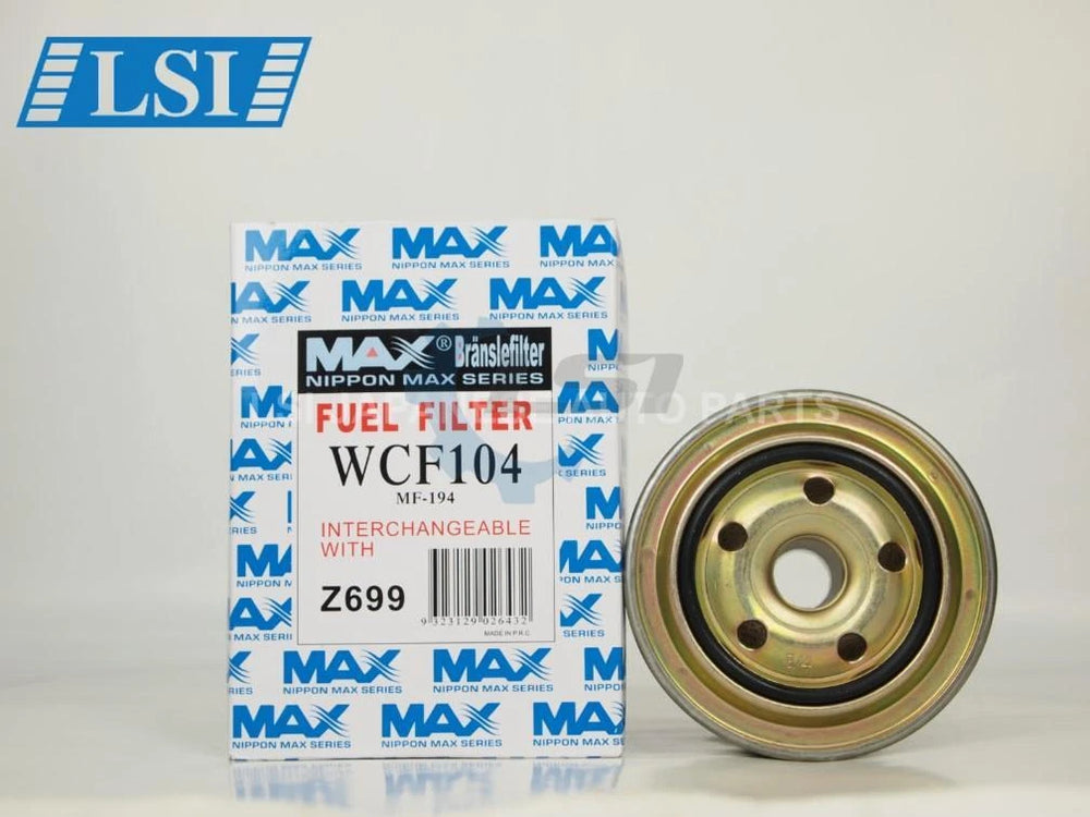 Pair of Wesfil WCF104 fuel filters shown as replacement fuel filter set