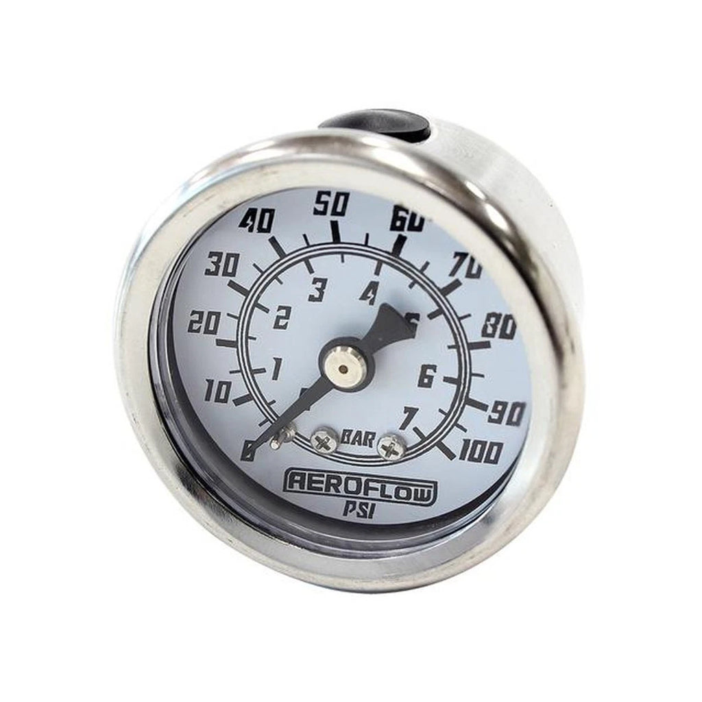 Aeroflow 1-1/2 0-100 PSI Pressure Gauge White Face Black Pointer