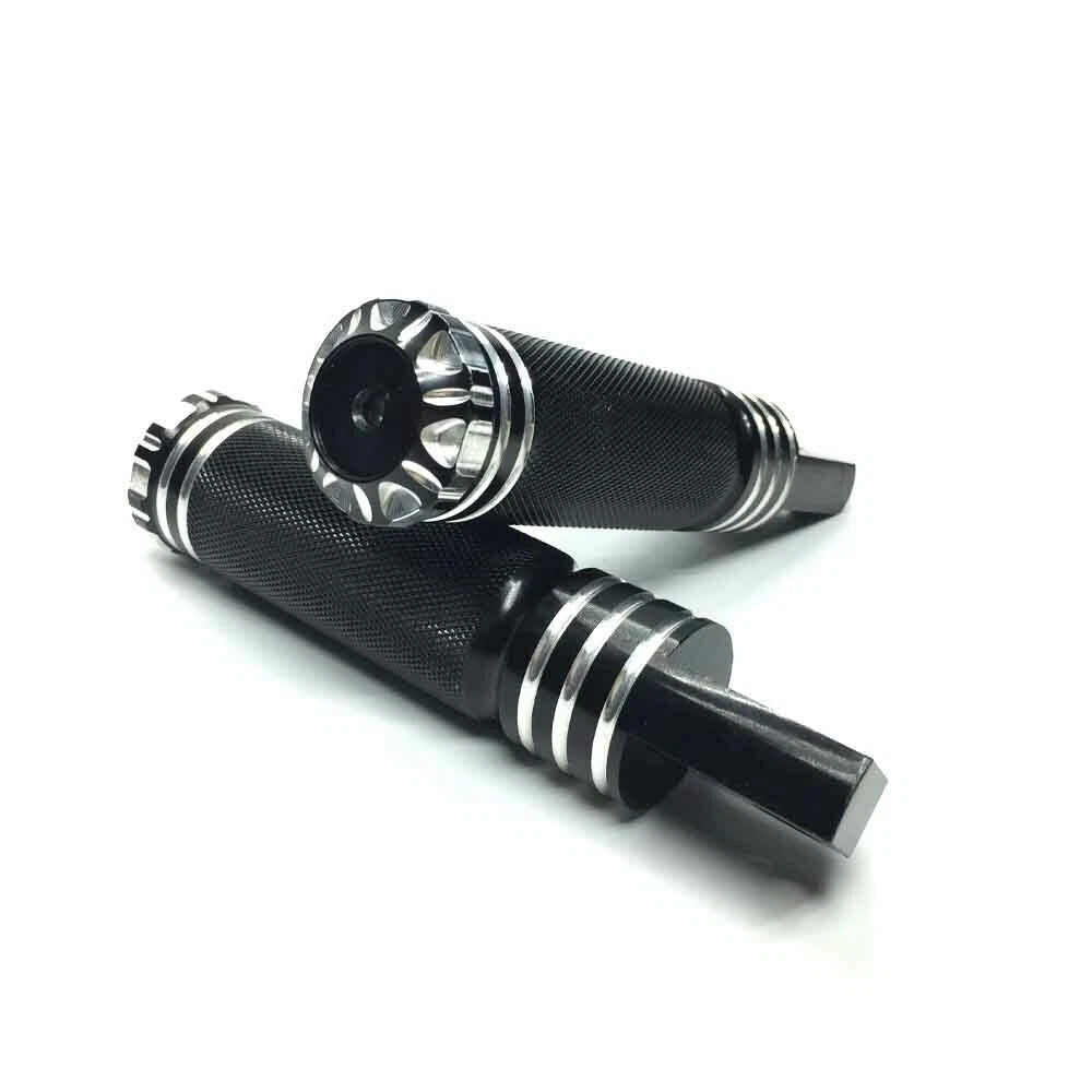 Black CNC 1" Motorcycle Handlebar Grips + Foot Pegs for Harley Sportster Dyna ST