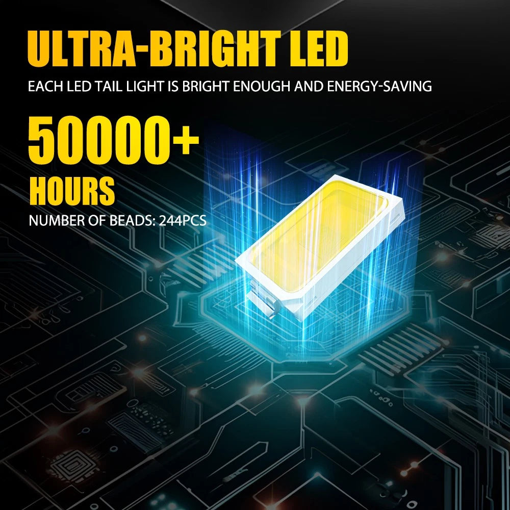 2x Trailer tail lights 244 LED Stop Tail Light Kit Sequential Caravan Boat Truck