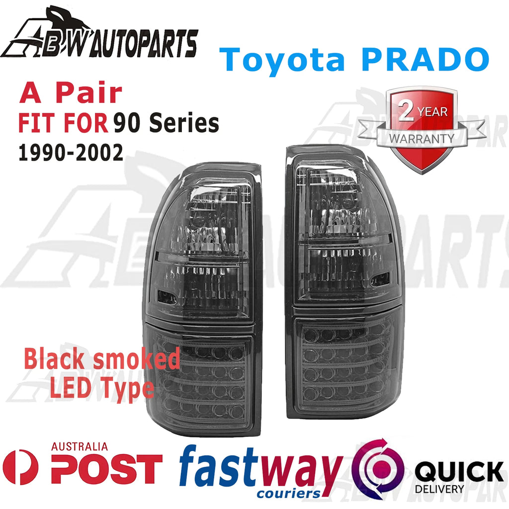 Black Smoked Pair LED Tail lights Fits Toyota Prado 90 Series 1999-2002 LH&RH
