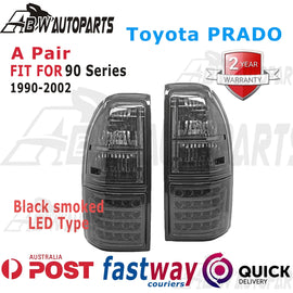 Black Smoked Pair LED Tail lights Fits Toyota Prado 90 Series 1999-2002 LH&RH