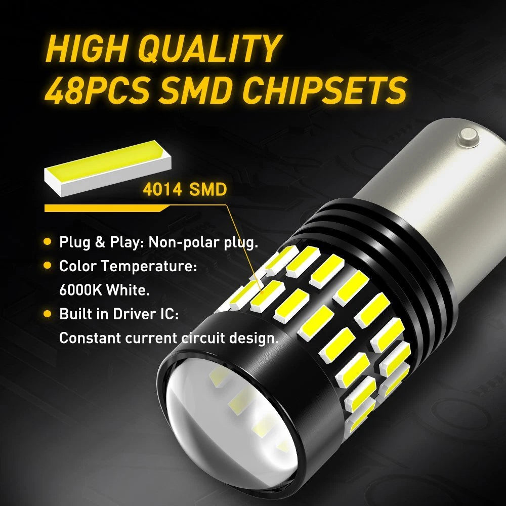 2x AUXITO BA15S 1156 Led Light Bulb Brake Reverse Turn Stop Tail Car White NEWA