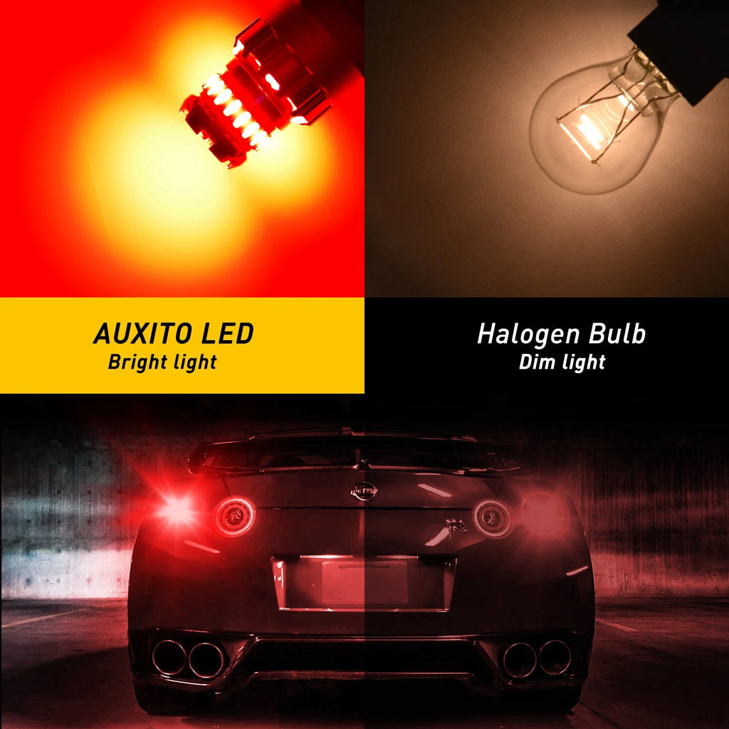 AUXITO BAY15D 1157 Red LED Car Reverse Tail Brake Light Turn Stop Bulb Globe 2X