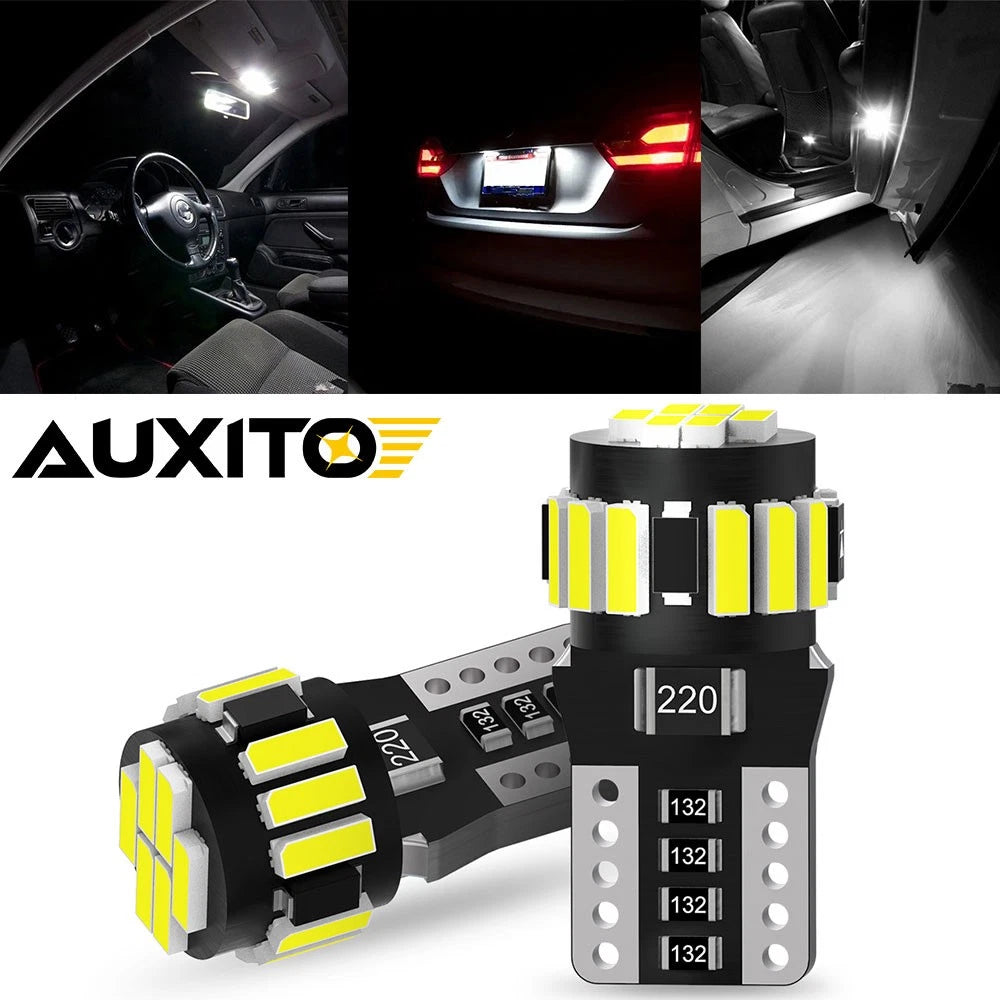 Pair of T10 194 12V 6500K white LED wedge bulbs for parking and tail lights