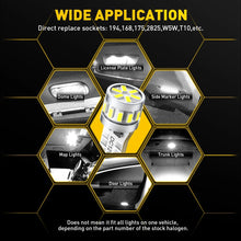 Load image into Gallery viewer, 2x T10 18-SMD 3014 LED Wedge Bulbs 194 168 Interior Dash Tail Plate