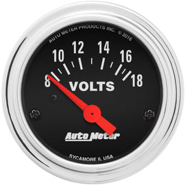 Autometer Trad Chrome 2-1/16in Voltmeter 8-18V Short Sweep Electric AU2592