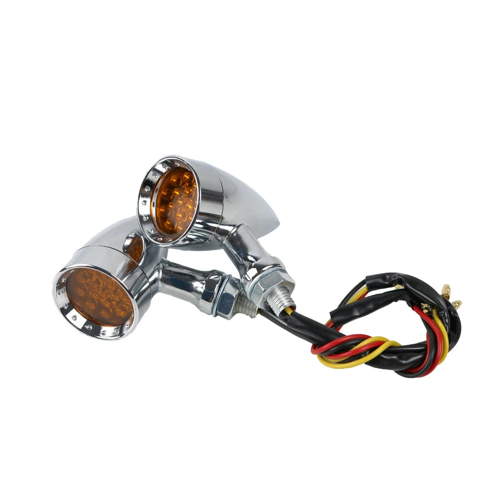 2X Chrome Motorcycle Bullet LED Turn Signal Indicator Amber Lights For Harley AU