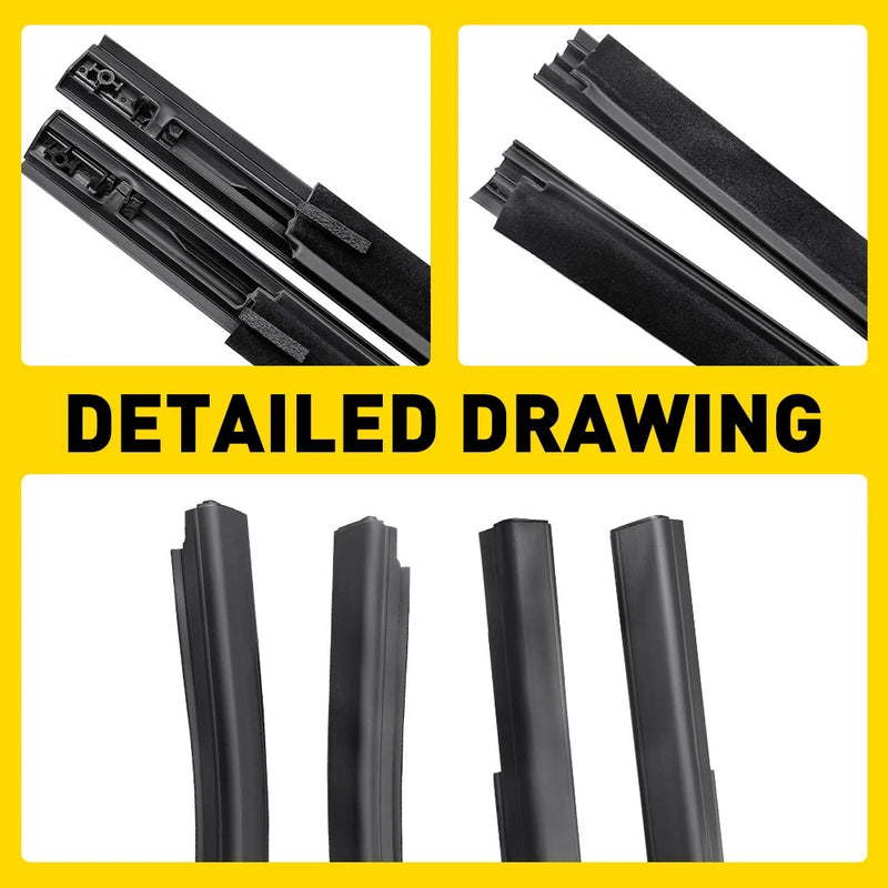 8x Window Weatherstrips for Ford Ranger PX XLT 2012-2021 Double Cab 4 Door