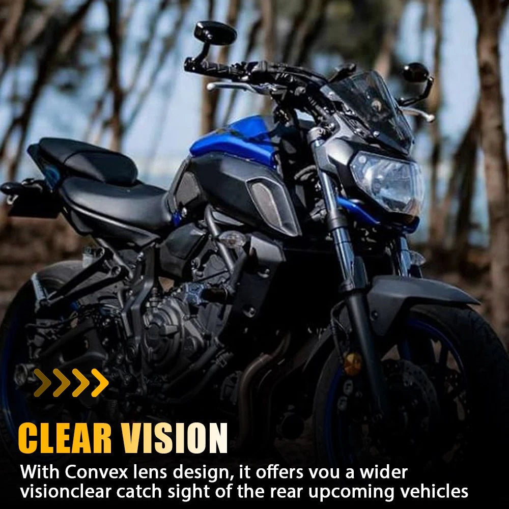 Motorcycle 7/8" Handle Bar End Rearview Side Mirrors Black Motorbike For MT07