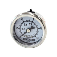 Aeroflow Gen 2 1-1/2" 0–15 PSI Fuel Pressure Gauge White Face