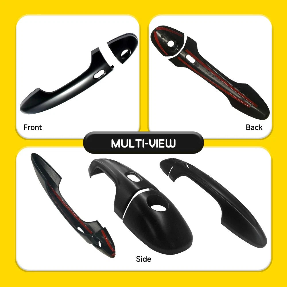 4PCS Black Exterior Door Handles Covers For Toyota Hilux 2015-2021 Keyless Hole