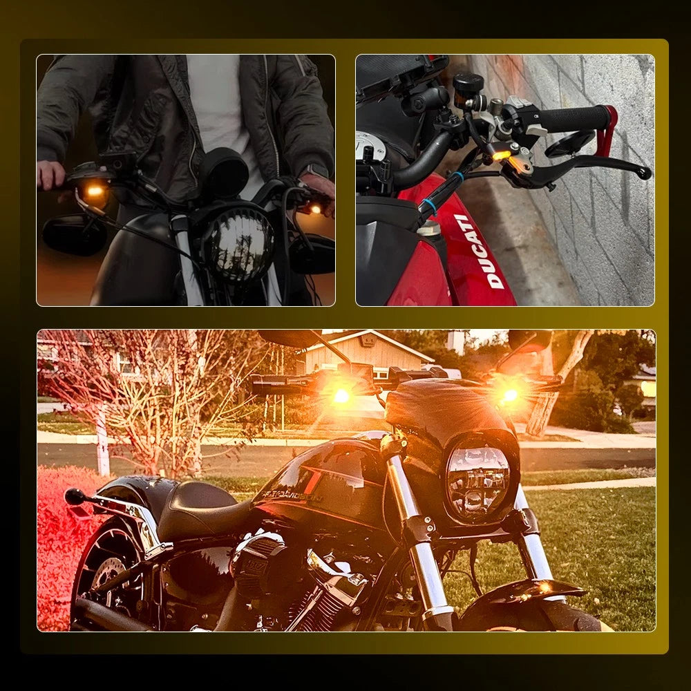 2x Black motorcycle LED turn signal light indicator For Dyna Sportster Softail